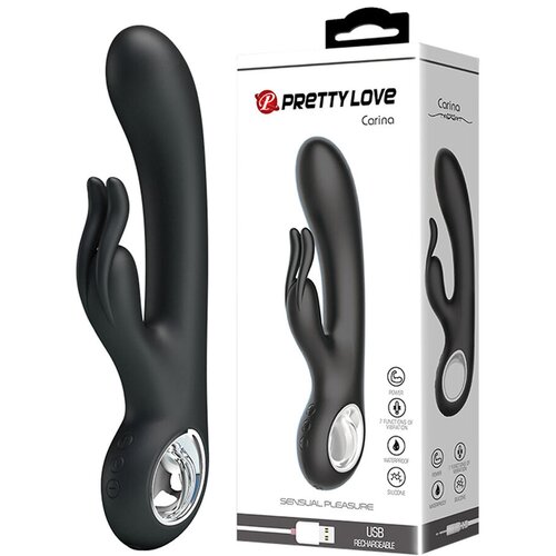  Vibrator Pretty Love Carina Rabbit, 19cm, Crni Slike