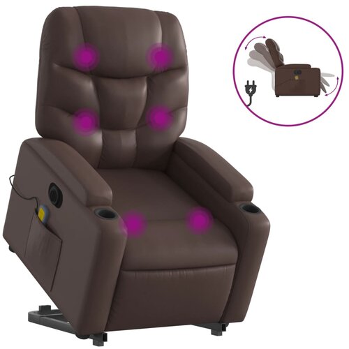 Maison Chic Električni masažni stol - Relax naslanjač s funkcijo vstajanja rjavo umetno usnje, (22061463) Cene