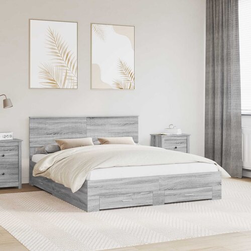  Krevetna konstrukcija s ladicama Siva Sonoma 160 x 200 cm Cijene