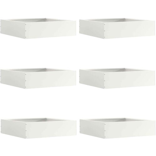 vidaXL Robovi trave 6 pcs Bela 50 x 50 x 13 cm Jeklo Cene