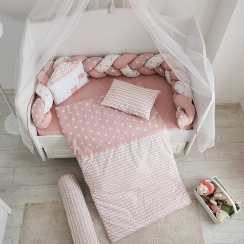 Belis posteljina za krevetac my home pletenica pink 120X60 cm Cene