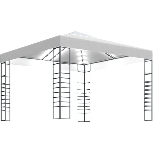 vidaXL Vrtni šator s LED svjetlosnim trakama 3 x 3 m bijeli Cene