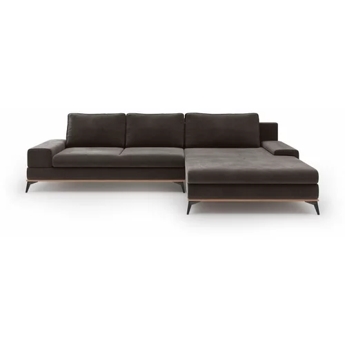 Windsor & Co Sofas temno rjav raztegljiv kavč z žametnim oblazinjenjem Astre, desni kot