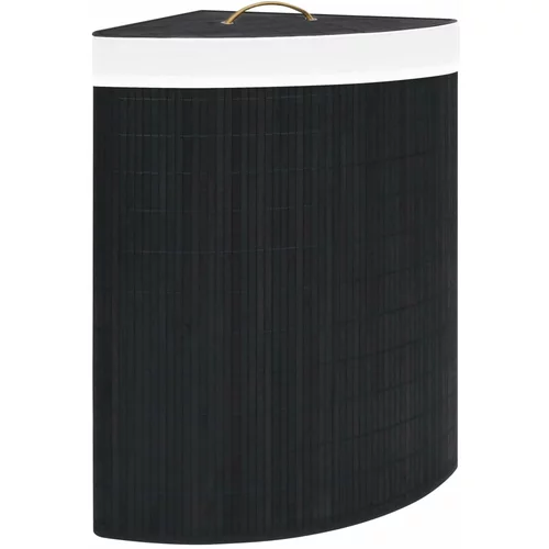 vidaXL Kotna košara za perilo iz bambusa črna 60 L, (20704831)