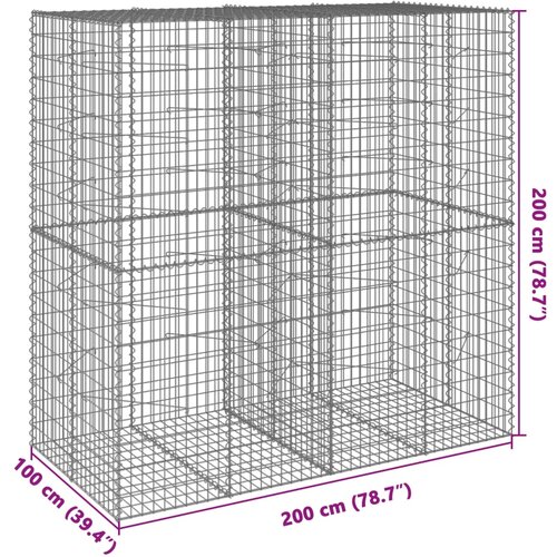  Gabionska ko&amp;scaron;ara s poklopcem 200x100x200 cm pocinčano željezo Slike