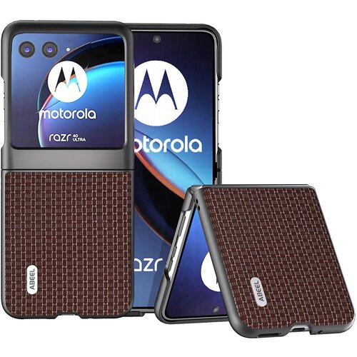 INORCO ABEEL Za Motorola Razr 40 Ultra 5G ovitek za telefon proti praskam iz govejega usnja + trden ovitek za telefon za osebni računalnik, (22035744) Slike