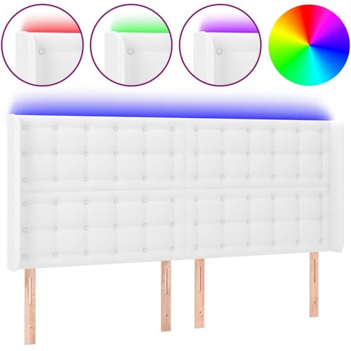 Maison Chic LED posteljno vzglavje - Vzglavna omarica belo 183x16x118/128 cm umetno usnje, (22077790) Cene