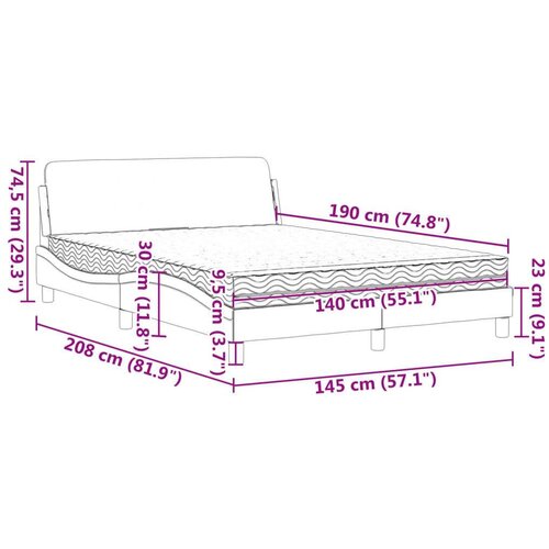 VidaXL krevet s madracem svjetlosivi 140x190 cm bar&amp;scaron;unasti Slike