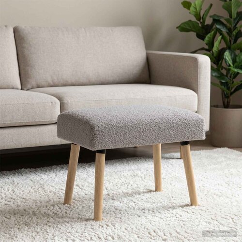  Klupa Jednobojno Svjetlosiva 60 x 40 x 45 cm Boucl&eacute; Cijene