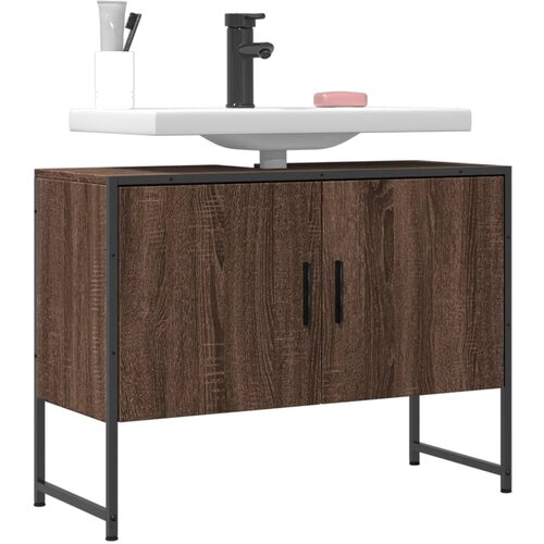 VidaXL Kupaonski ormarić za umivaonik boja hrasta 80x33x60 cm drveni Slike