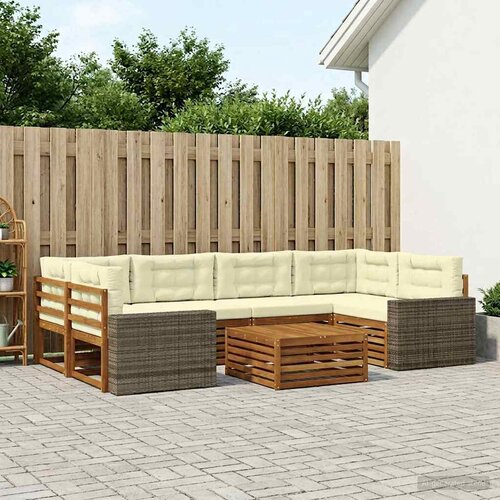 Set vanjskih sofa 7 kom. Prirodna i krem Poliester Cijene