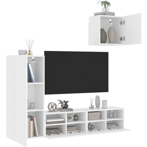 vidaXL Komplet TV omaric 4-delni bel inženirski les Cene