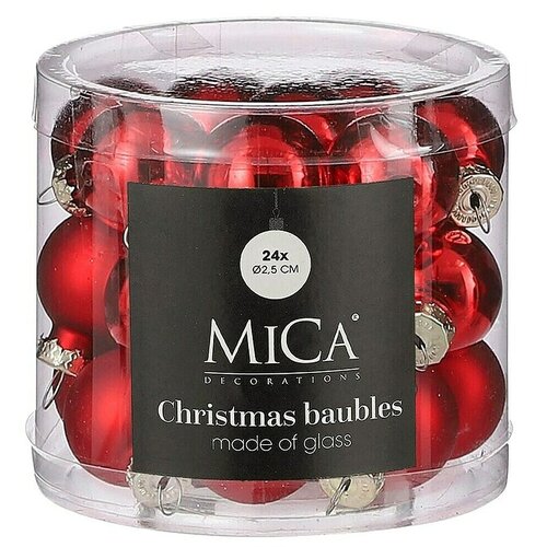 Mica Decorations Božićne kuglice (Svijetlo crvena, Staklo, Promjer: 2,5 cm, 24 Kom.) Cijene