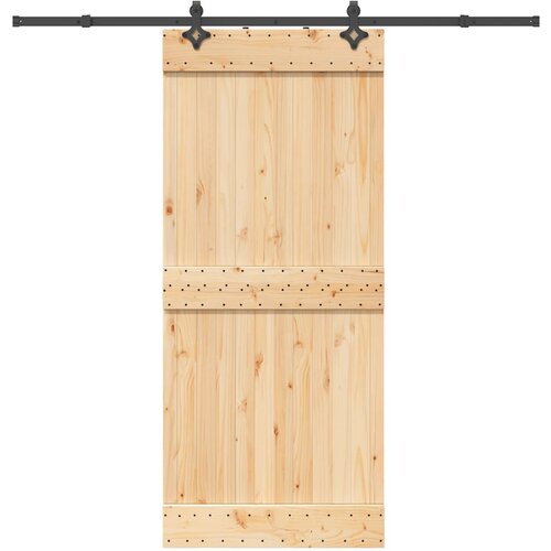 VidaXL Klizna vrata s priborom za montažu 90 x 210 cm masivna borovina Slike