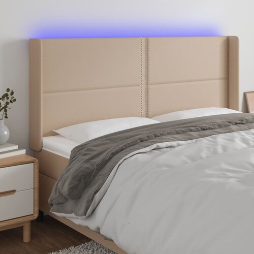 Maison Chic led posteljno vzglavje - vzglavna omarica - nočna omarica kapučino 183x16x118/128 cm umetno usnje, (21711971) Slike