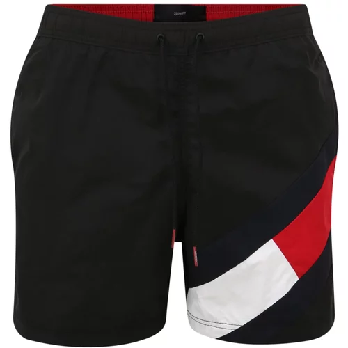 Tommy Hilfiger Kratke kopalne hlače mornarska / svetlo rdeča / črna / bela