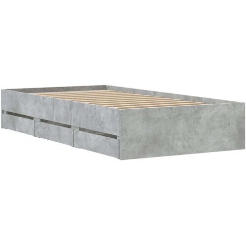 VidaXL Okvir kreveta s ladicama siva boja betona 75x190 cm drveni Slike