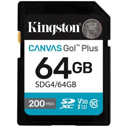 Kingston SD 64GB CanvasGoPlusSDXC,r/w:200/100MB/sDSLRs, mirrorless cameras, 4K video Cijene