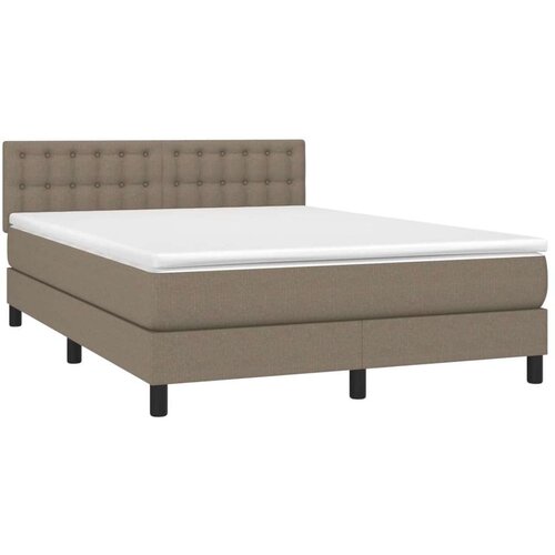  Krevet s oprugama i madracem smeđesivi 140 x 190 cm od tkanine Slike