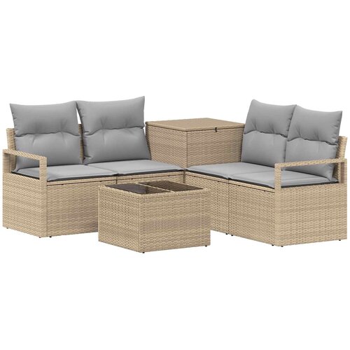  Set sofe 6 kom. Bež i svijetlo siva Poli Rattan i čelik Slike