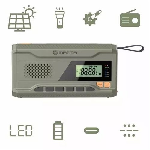 Manta radio FM, AM, 3W, solarno+ručica+baterija+USB-C napajanje DYNAMO RDI401G Cijene