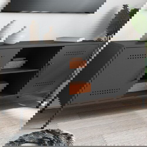 VidaXL TV ormarić crni 100,5 x 39 x 50,5 cm čelični Slike