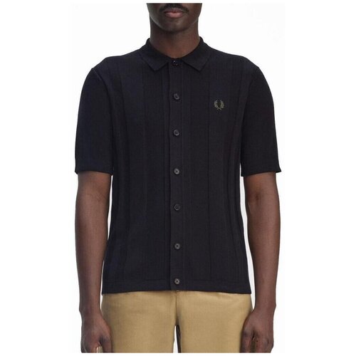 Fred Perry BUTTON THROUGH SS SHIRT Crna Slike