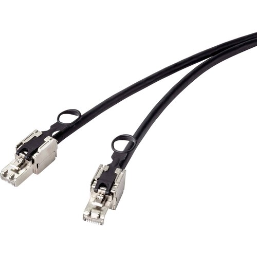 Renkforce RF-4538220 RJ45 omrežni kabel\, Patch kabel CAT 6a S/FTP 20.00 m črna z vlečnim obročem za odklepanje 1 kos, (20418293) Cene