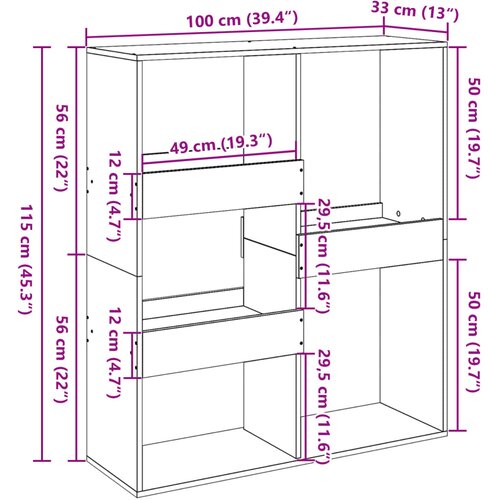  za knjige / sobna pregrada boja hrasta 100x33x115 cm Slike