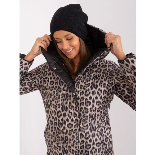 Fashion Hunters Black women's winter hat with rhinestones