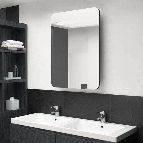 vidaXL led kopalniška omarica z ogledalom črna 60x11x80 cm Cene