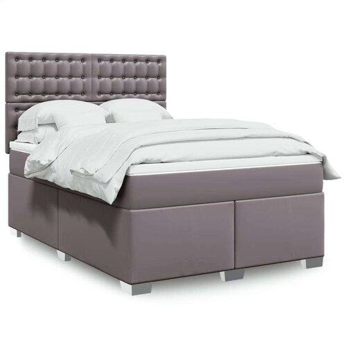 vidaXL Box spring postelja z vzmetnico siva 140x190 cm umetno usnje Cene
