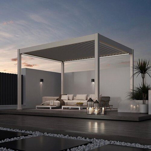 Gardenson Pergola E-superior, Biserna Barva, Osvetlitev, 3x4m Slike