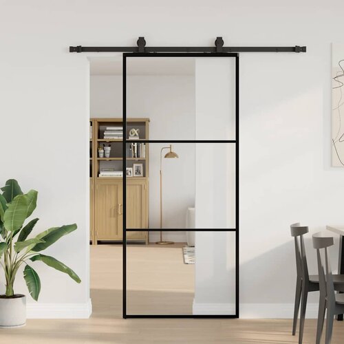 vidaXL Klizna vrata s priborom crna 90 x 205 cm od ESG stakla Cijene