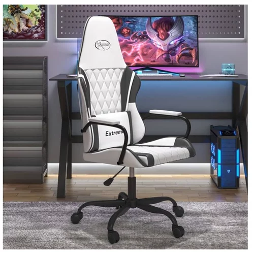 vidaXL Gaming stol bela in črna umetno usnje