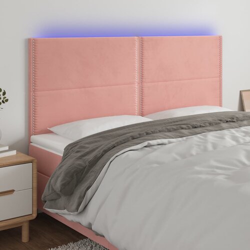  The Living Store LED posteljno vzglavje roza 160x5x118/128 cm žamet - LED Vzglavje, (21502602) Cene