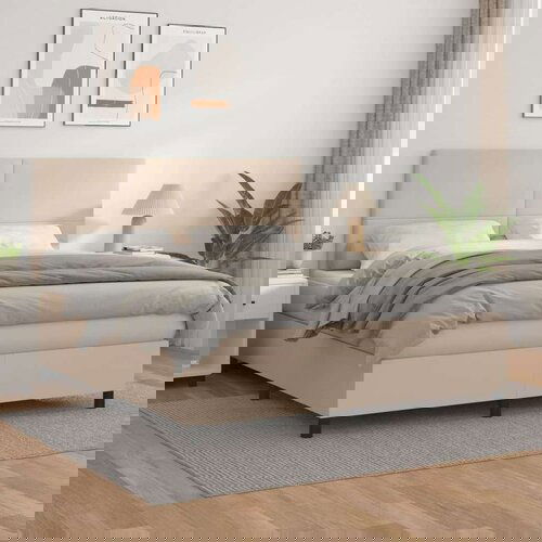  Box spring postelja z vzmetnico kapučino 160x200cm umetno usnje, (20897334) Cene