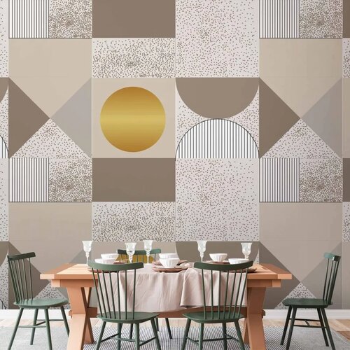  Foto tapeta - Beige and Gold Geometric Pattern 350x256 Standard Slike