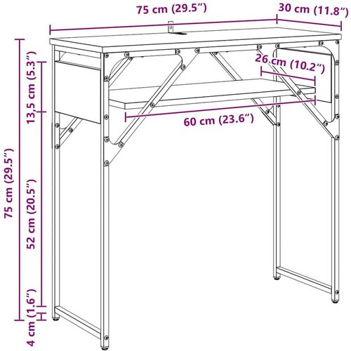vidaXL konzolnamizica črni hrast 75x30x75cm konstruiran les Cene