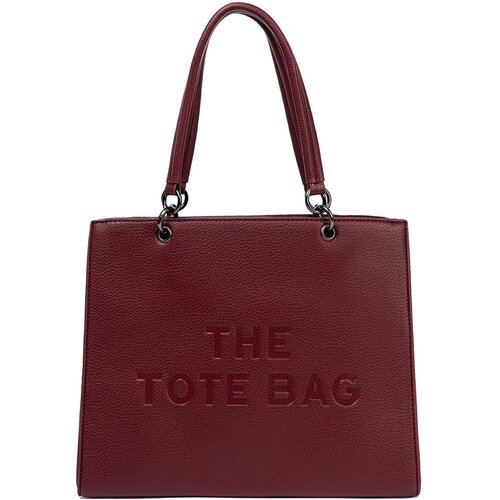 Shelvt Burgundy tote bag with embossed lettering Slike
