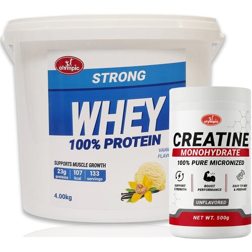 Olympic Strong 100% Whey Protein Vanila 4kg + Creatine Monohydrate 500g Cene