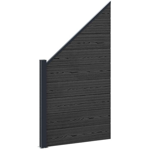 VidaXL Set ograde 95 x 180 cm WPC i aluminij Crna - Crna 1 kosi odjeljak (tamnosivi stup) Slike