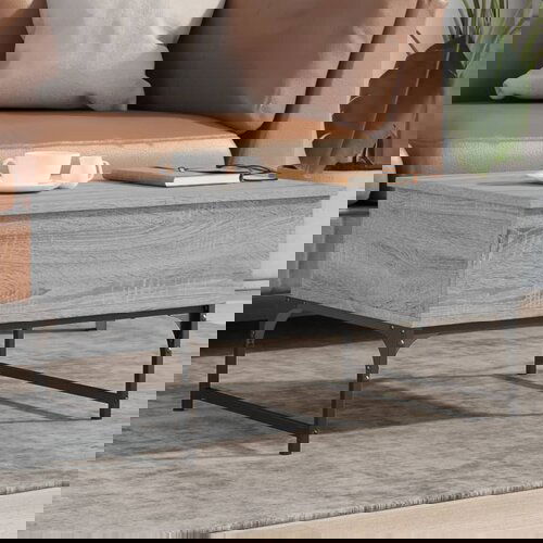 VidaXL Klubska mizica siva sonoma 70x50x40 cm inženirski les in kovina Slike