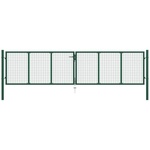 VidaXL Mrežasta vrtna vrata iz jekla 400x125 cm zelena Slike
