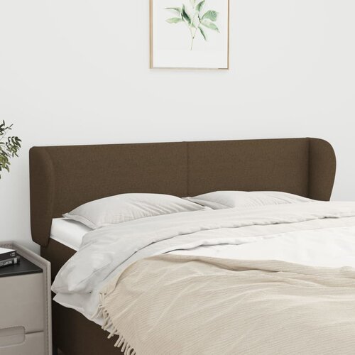 VidaXL Vzglavje z u&amp;scaron;esi temno rjav 147x23x78/88 cm blago Slike