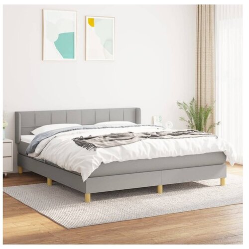  Box spring postelja z vzmetnico svetlo siva 160x200 cm žamet Cene