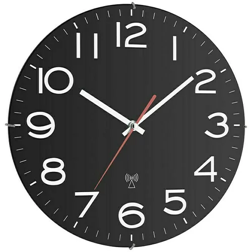 TFA radijski kontrolirani sat (Crne boje, Promjer: 31 cm)
