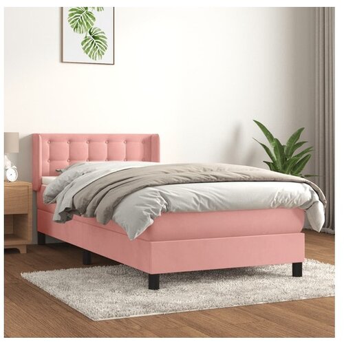 VidaXL Box spring krevet s madracem ružičasti 80 x 200 cm bar&amp;scaron;unasti Slike