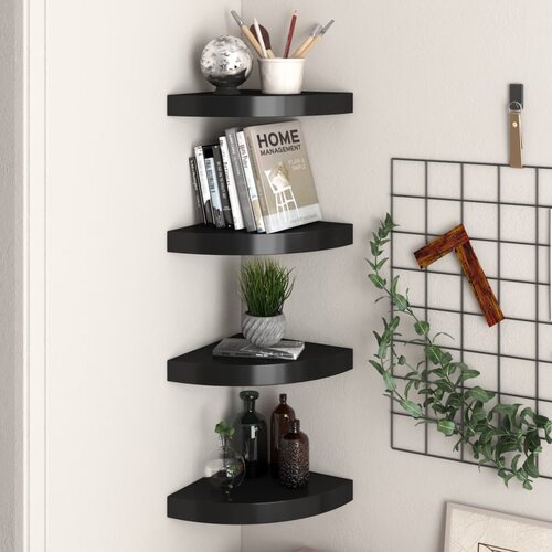 VidaXL Kotne police 4 kosi črne 25x25x3,8 cm MDF Slike