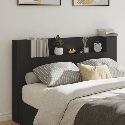 VidaXL Ormarić za uzglavlje s LED svjetlima crni 160 x 16 5 x 103 5 cm Slike